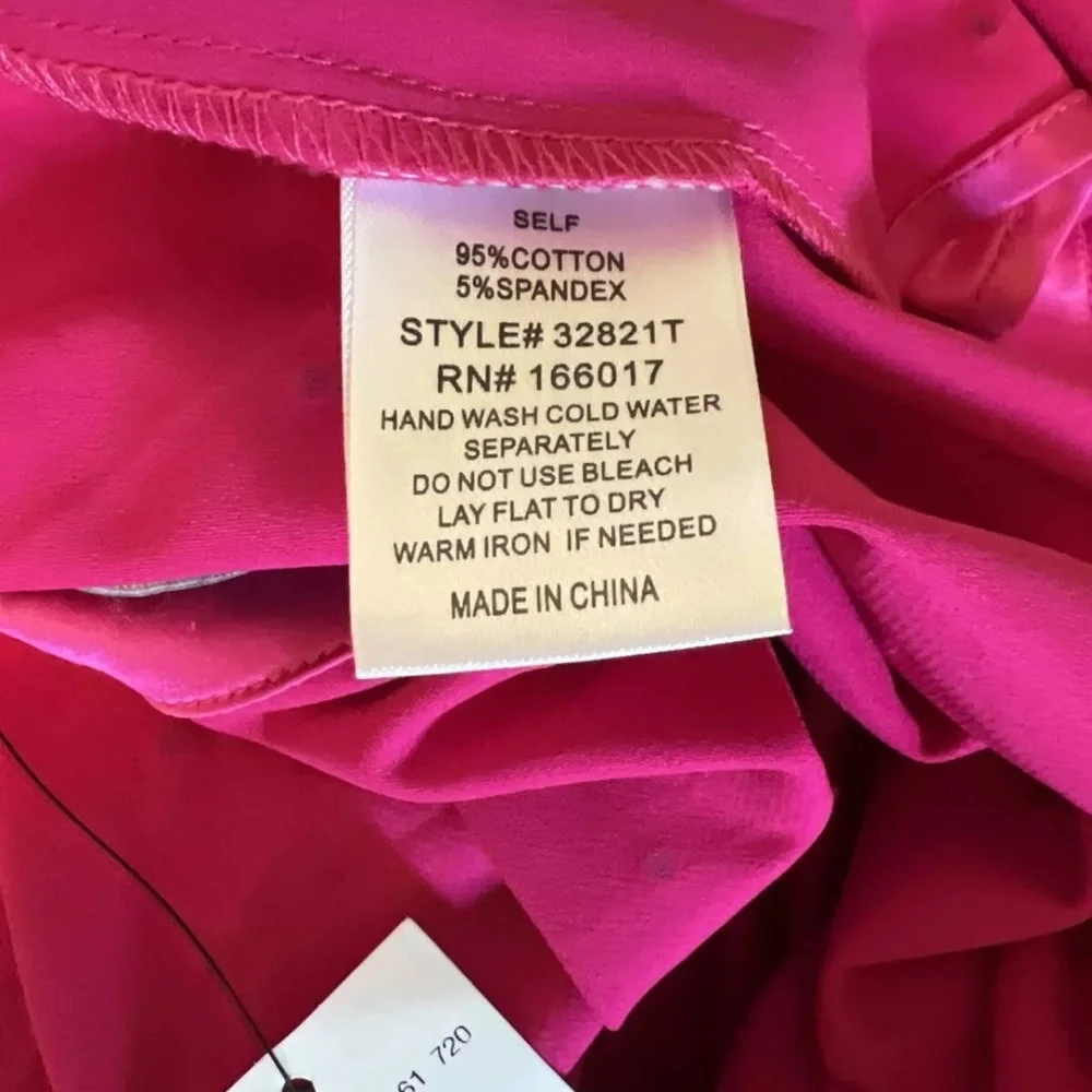 Blue B. NEW WOMAN PINK SATIN EFFECT SHIRT Rhinestone LONG SLEEVE SIZE S - Picture 5 of 5